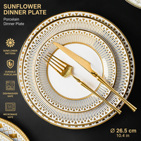 Assiette de Luxe Nordique en Céramique avec Bord Doré, Assiette Plate Occidentale pour Steak, Vente en Gros, Assiette Plate pour Salade et Dessert