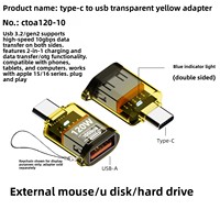 Adaptateur USB C JILIAN 120W Transparent DC USB3.2/Gen2/Type-C Double Face avec Fonction OTG et Transmission de Données 10 Gbit/s