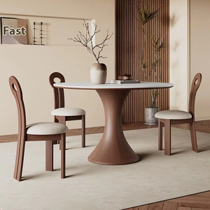 2025 moderno tavolo da pranzo in legno massello con piano in pietra, medio antico stile francese-americano per famiglie e piccoli appartamenti - Product Image 3