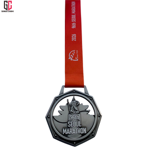 Médaille de marathon de Séoul 3D en alliage de zinc de haute qualité, personnalisée avec logo gravé, fabriquée par une usine avec 15 ans d'expérience - Product Image 2