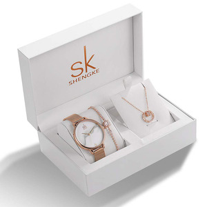 Set di Orologi di Lusso da Donna Shengke, Orologio SK Moda in Oro Rosa, Orologi con Bracciale da Donna, Reloj Mujer Montre Femme SK - Product Image 1