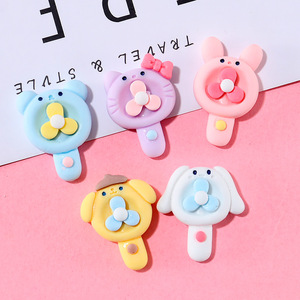 Mini Resin <b>Fan</b> Decorations For Phone <b>Case</b> Diy Craft Accessories Cute Animal Shape ABS Material Circle Design - Product Image 1