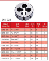 Filetage de tuyau 35 Mm M3m12 acier allié à pas grossier 3-20Mm Hss 3 Die NPT jeu de robinets et de matrices