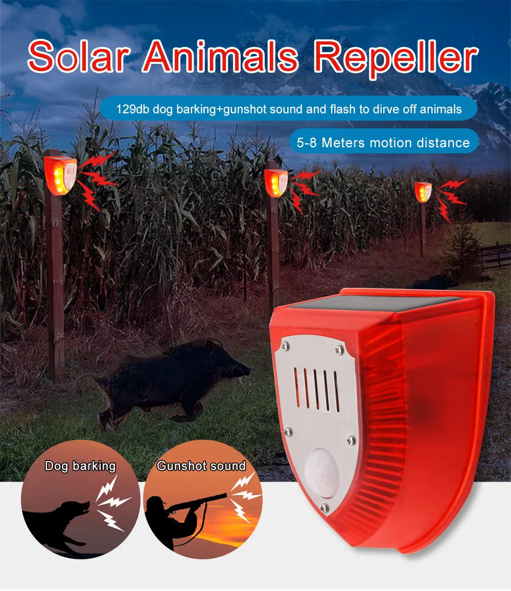 New arrival solar power animal repeller with PIR solar alarm
