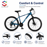 Vélo de montagne à suspension avant, frein à disque, transmission multi-vitesses, pneus à crampons, vélo tout-terrain
