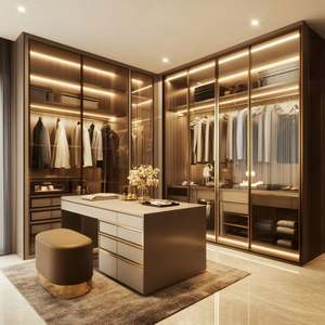 Muebles de Guardarropa Modulares Modernos, Personalizados con Borde Dorado, de Alta Calidad y Gran Venta, para Uso en el Hogar, Taller, Apartamento o Dormitorio - Product Image 4