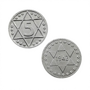 Moneda de aluminio y magnesio del <span class=keywords><strong>Ghetto</strong></span> de Lodz, Polonia, 5 Pfennig, 1942, estilo antiguo, monedas conmemorativas, regalos, decoración del hogar - Product Image 2
