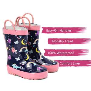 <span class=keywords><strong>Bottes</strong></span> de pluie en caoutchouc imprimées <span class=keywords><strong>licorne</strong></span> imperméables personnalisées pour filles pour les saisons d'été, d'hiver et d'automne - Product Image 6