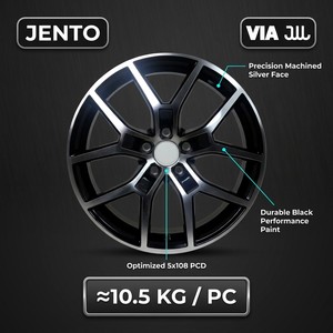 Jantes en alliage JENTO 18 pouces 8J 5x108 ET42 finition noire usinée pour Volvo S60 V60 Ford Focus <span class=keywords><strong>Jaguar</strong></span> Land Rover Evoque JWL VIA - Product Image 2