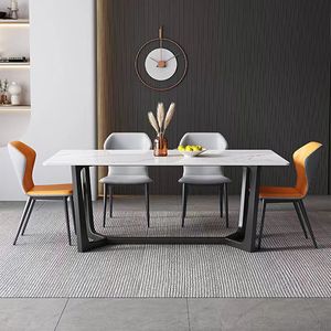 ชุดโต๊ะรับประทานอาหารหินเผาที่ทันสมัยพร้อมโครงเหล็กโต๊ะห้องรับประทานอาหาร6เก้าอี้สำหรับบ้านห้องครัวร้านอาหารเฟอร์นิเจอร์ - Product Image 2