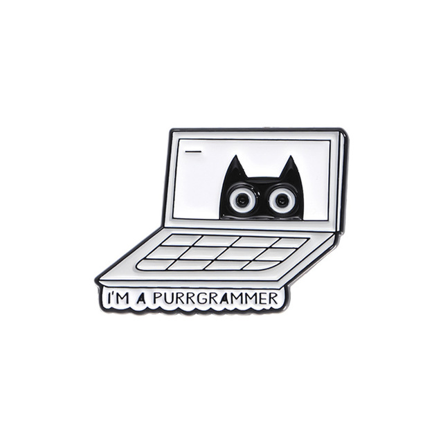 Funny Cat Enamel Pin I'm a Purrgrammer Programmer Humor Brooch Cute Laptop Lapel Pin Coder Gift for Backpack Hat Jacket