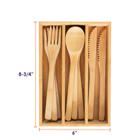 Ensemble de couverts jetables en bambou 100% entièrement naturel 1 fourchette 1 cuillère 1 couteau couverts en bambou couverts jetables biodégradables pour la fête