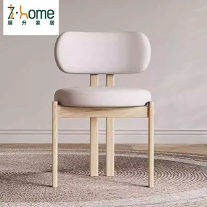 Chaise de salle à manger en bois massif de style nordique moderne et minimaliste, dossier crème, pour la maison, la salle à manger, le bureau, le bar, l'hôtel, l'école, l'appartement - Product Image 1