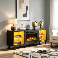 Chimenea Eléctrica Premium con Soporte para TV, Diseño Elegante, Escena de Llama Realista, Calefacción Práctica para el Hogar