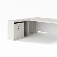 Bureau de gestion sculptée, meuble d'angle en mélamine blanche en forme de l, vente en gros, d'usine
