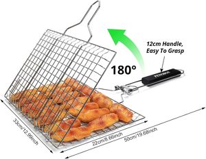Folding Portable Stainless Steel <b>BBQ</b> Grill Basket - Product Image 1