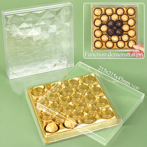 Boîte à dessert carrée en plastique acrylique transparente avec couvercle, conteneur PS pour aliments, chocolat, bonbons, biscuits, pâtisseries, cadeau de <span class=keywords><strong>mariage</strong></span> - Product Image 1