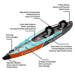 Kayaks de pêche gonflables pliables Drop Stitch pour 2 personnes, canoë à pédales, bateau à pagaie, planche à pagaie personnalisée, bateau de kayak en PVC - Product Image 4