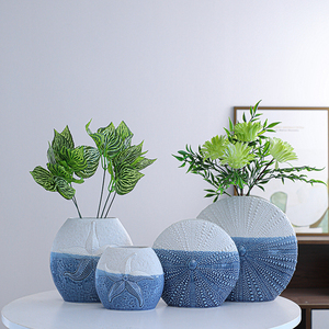 Jarrón de cerámica nórdico para decoración interior del hogar, <span class=keywords><strong>maceta</strong></span> de porcelana sencilla con adornos para boda, color azul y blanco - Product Image 3