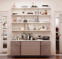 Élégante étagère murale minimaliste blanche en métal avec cadre en bois, 6 étagères, portable, durable, pour bureau, maison, atelier, entrepôt