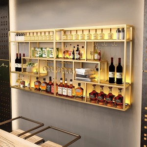 Porte-bouteilles mural de style industriel en fer rouge, pour la maison, le restaurant, support à verres à vin suspendu, <span class=keywords><strong>comptoir</strong></span> de bar, style de bar - Product Image 3