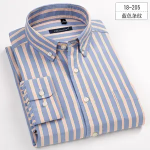 Camisas de algodón Oxford para hombre, ropa informal con estampado a rayas a cuadros, Multicolor