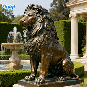 Büyük ölçekli dökme bakır hayvan heykeller açık bahçe metal el sanatları bronz aslan heykeller - Product Image 3
