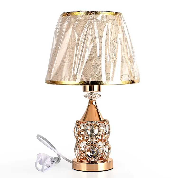 Luz de escritorio Europea romántica de lujo brillante, lámpara de mesa Led de cristal, lámpara de escritorio de cristal para dormitorio, hogar, decoración de boda