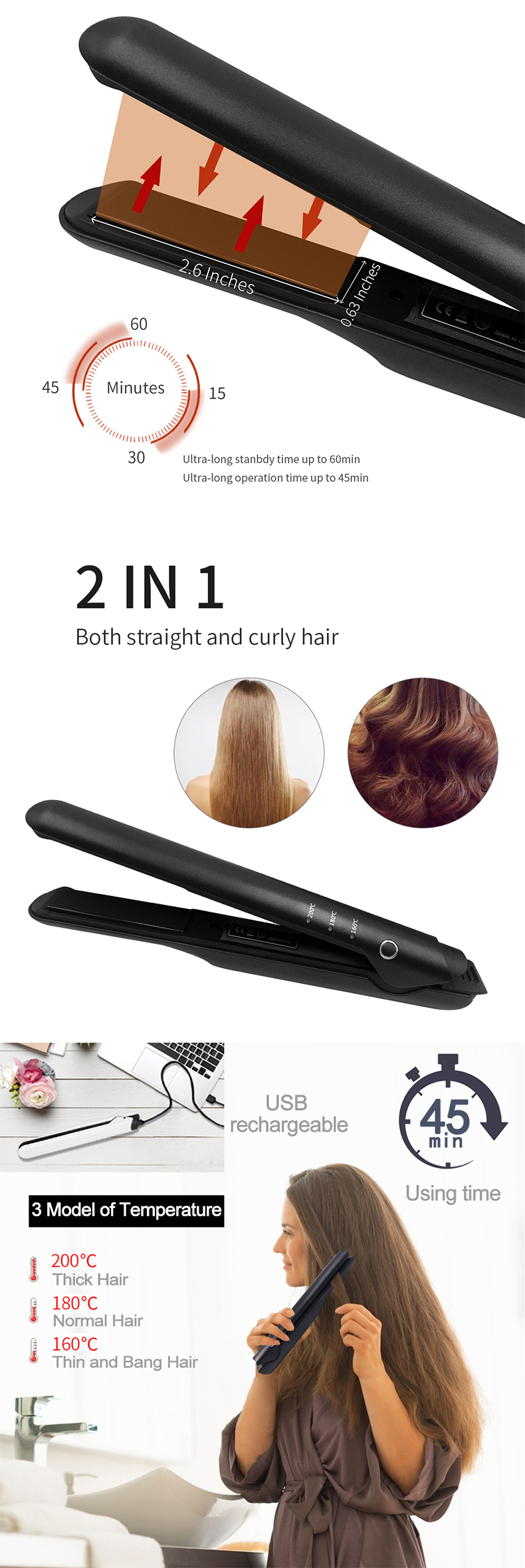 Best Package Usb Curler Hair Straight Straightening Corn Ion Magic Wand Stick Wand Flatirons Hair Flatiron Straightener Splint