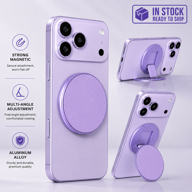 In Stock Magnetic Phone Ring Holder Aluminum Alloy Magnetic Phone Stand  Thin Magnetic Phone Grip Stand for Apple and Android