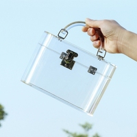Boîte cadeau personnalisable en acrylique transparent recyclable de 3 mm d'épaisseur avec poignée pour autocollants de bougies artisanales