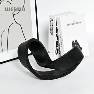 Decoración <span class=keywords><strong>minimalista</strong></span> moderna para sala de estar, objeto decorativo rizado geométrico, escultura contemporánea de resina negra, decoración del hogar - Product Image 2