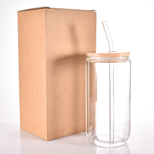 Vaso de Vidrio de 500 ml para Cerveza, Vino, Coca Cola, Jugo y Bebidas, Botella de Vidrio de Borosilicato Alto con Tapa, Pajita y Caja, Venta Caliente de Fábrica - Product Image 5