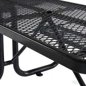 طاولة طعام خارجية مستطيلة حديثة قابلة للتمديد مقاس 72 بوصة مع مجموعة كراسي، مصنوعة من المعدن الأسود والبلاستيك الحراري - Product Image 4