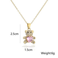 Collier avec pendentif en forme d'ours en cristal de diamant brillant plaqué or, bijoux de mode en gros, collier avec pendentif en forme d'ours pour femmes