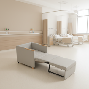 Cama de Acompañamiento Médica, Cuero <span class=keywords><strong>Impermeable</strong></span> Antibacteriano, Espuma de Alta Elasticidad, Estructura de Madera Sólida para Hospital y Residencia de Ancianos - Product Image 4
