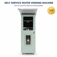 Distributeur d'eau en libre-service, eau potable chaude et froide purifiée, paiement par carte QR et pièces, auvent anti-pluie