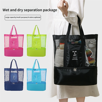 Sac isotherme promotionnel en maille avec logo personnalisé, grande capacité, sac de pique-nique, sac de voyage portable, sac de plage imperméable