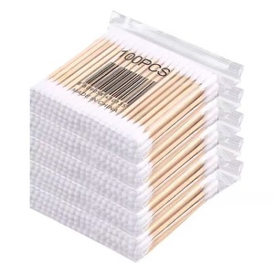 Double-ended Cotton Swabs Wooden Sticks For <b>Ear</b> <b>Cleaning</b> Makeup Removal Hygiene 100 Pcs Solid Color - Product Image 5