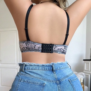 Fabrication de soutien-gorge <span class=keywords><strong>grande</strong></span> <span class=keywords><strong>taille</strong></span> pour femmes à armatures florales grises de beau design personnalisé - Product Image 5