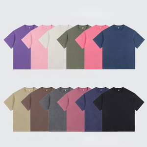 เสื้อยืดโอเวอร์ไซส์ผ้าฝ้ายหนาสำหรับผู้ชายไซส์ใหญ่ สไตล์วินเทจสตรีทแวร์ เสื้อยืดพื้นฐาน - Product Image 2