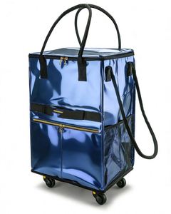 Carrito de Compras Plegable Portátil de Poliéster con Ruedas y Cierre de Cremallera, Venta Directa de Fábrica - Product Image 1