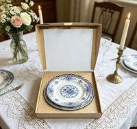 Boîte d'emballage personnalisée en carton écologique pour assiettes, avec découpe spirale, en papier kraft, pour vaisselle en céramique et fêtes