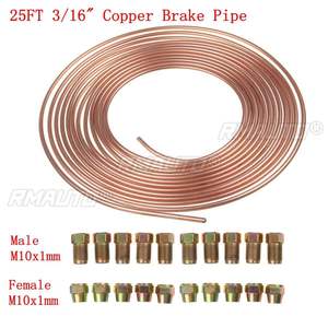 Tuyau de frein en cuivre et acier de 7,62 m (25 pieds) avec 20 écrous de tube de 3/16 po de diamètre extérieur, bobine de frein de voiture universelle - Product Image 2
