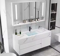 CBMMart Meuble sous lavabo flottant ultra-mince avec évier intégré Rangement caché Salle de bain moderne Armoires peu encombrantes