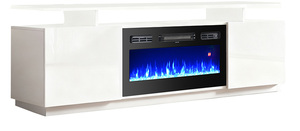 Support TV personnalisé avec <span class=keywords><strong>foyer</strong></span> électrique à flammes artificielles noires et chauffage intégré pour salon - Product Image 2