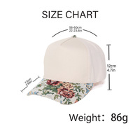 Gorra de Béisbol de Algodón con Estampado Floral, Gorra de 5 Paneles en Dos Tonos, Logotipo Bordado Personalizado para Hombre y Mujer
