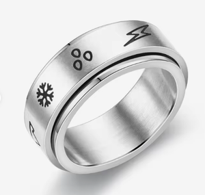Bague rotative en acier inoxydable, motif étoile et <span class=keywords><strong>lune</strong></span>, bijou minimaliste populaire pour <span class=keywords><strong>la</strong></span> décompression, vente chaude - Product Image 5