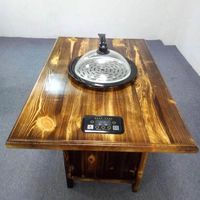 Mesa de Madera Sólida para Restaurante, Estilo Chino, con Vaporera Eléctrica, Directo de Fábrica, Mesa Cuadrada para Hotel, Tamaños Personalizados Disponibles
