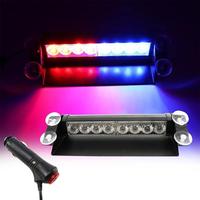Luz Estroboscópica de Emergencia de 12V con 8 Ventosas para Montaje en Parabrisas, Intermitente Roja y Azul para Coche, Camión, Grúa, Baliza